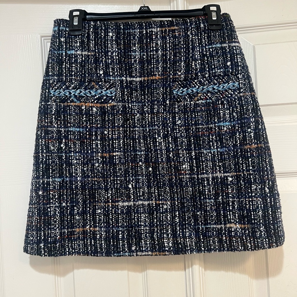 SANDRO Paris Marietha Navy Blue Tweed Mini SKIRT Preppy Old Money Academia SZ‎ 2 - Picture 10 of 12